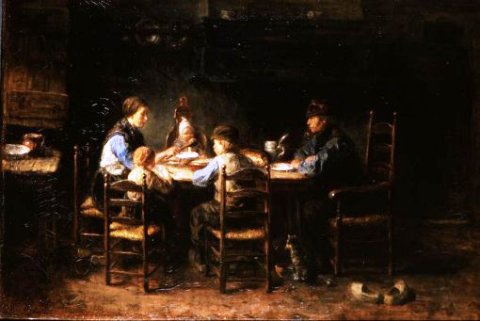 Famille de paysans à table - Josef Israels - 1882