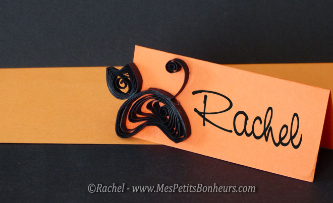 marque place halloween chat noir quilling