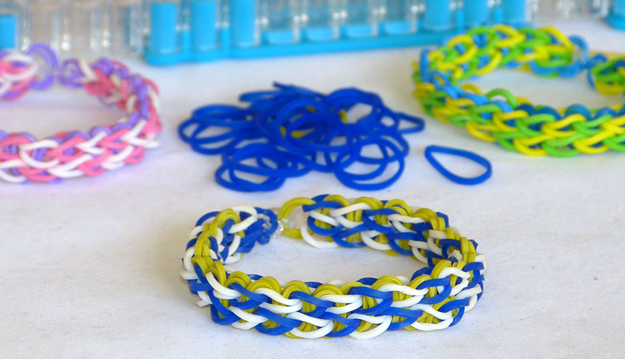 bracelet elastiques double rainbow loom 3 couleurs