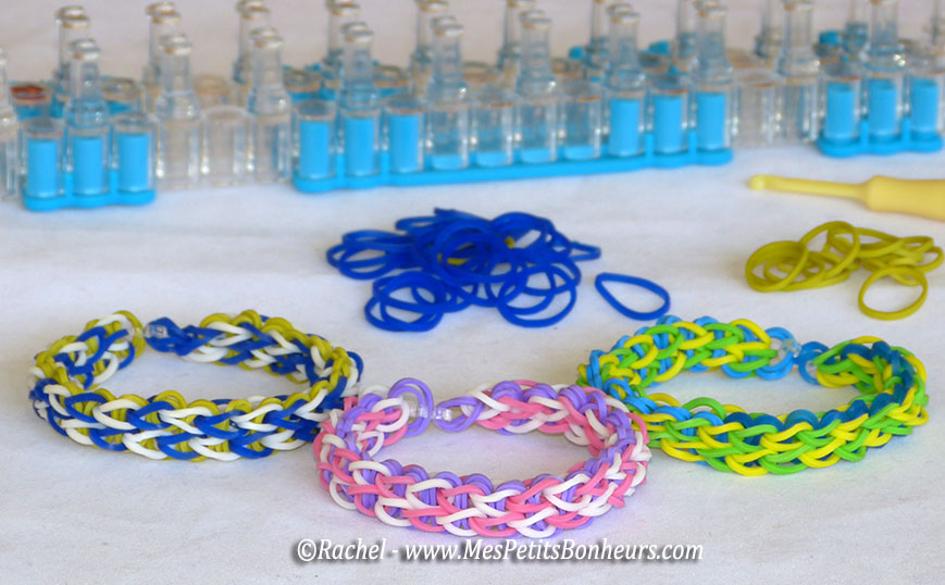 bracelets elastiques rainbow loom simples a deux colonnes