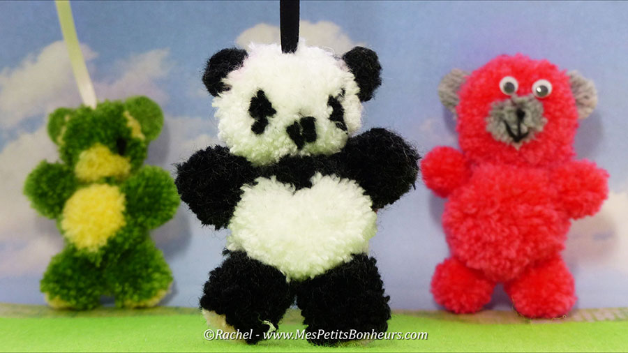 panda et nounours en pompons