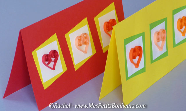 cartes saint valentin coeurs en papier roulé