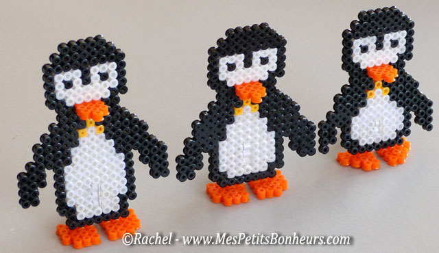 modèles pingouins perles hama trois tailles