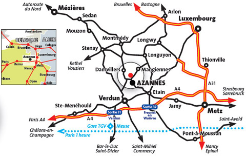Carte Plan pour se rendre à Azannes en Meuse