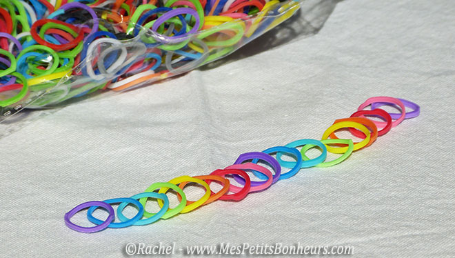 élastiques rainbow loom pour bracelet arc en ciel