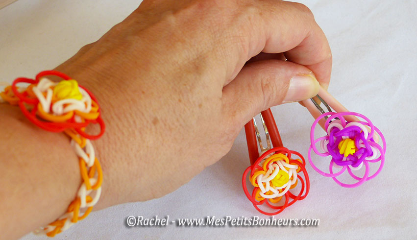 Faire un bracelet élastique fleur à 5 pétales Rainbow Loom