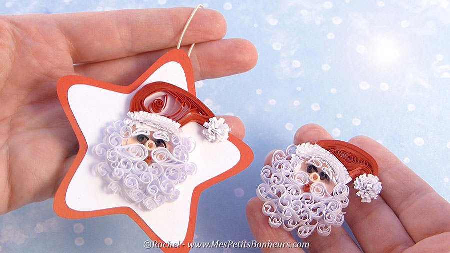 Pere Noel En Quilling Pour Decorer Sapin Ou Carte De Voeux