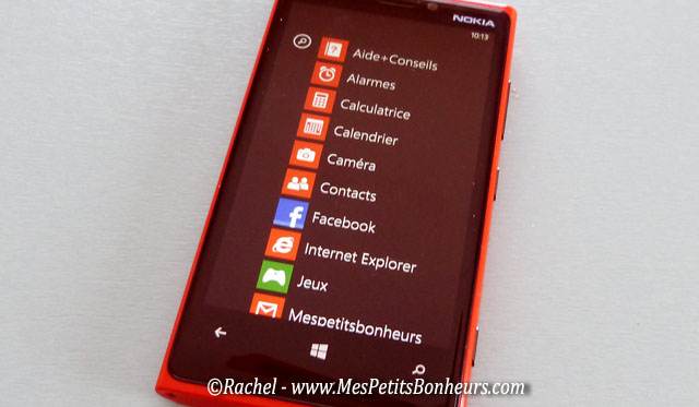 menu applications Lumia 920